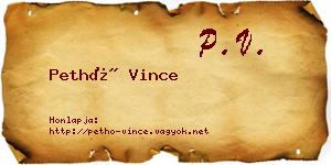 Pethő Vince névjegykártya